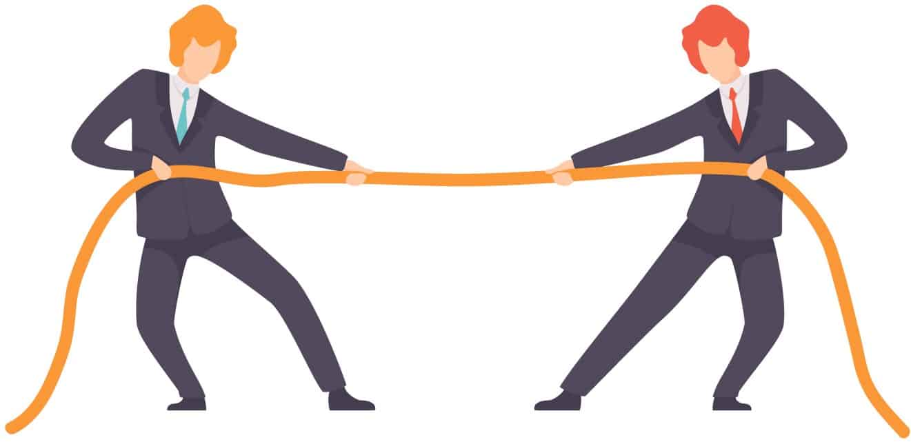 Two People Playing Tug of War Representing Remote Culture vs Office Culture