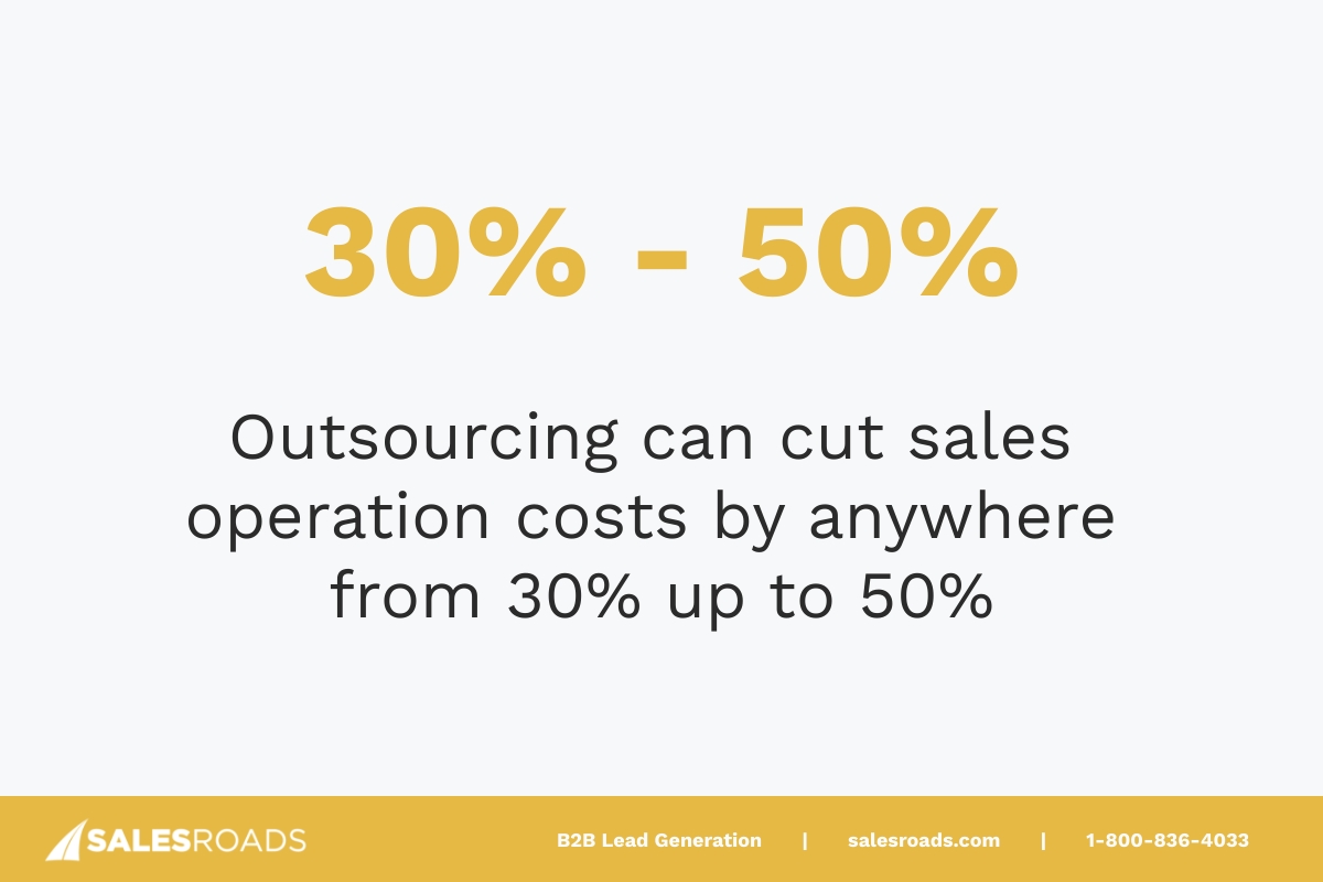 Outsourcing cut sales operation costs by anywhere from 30% up to 50%