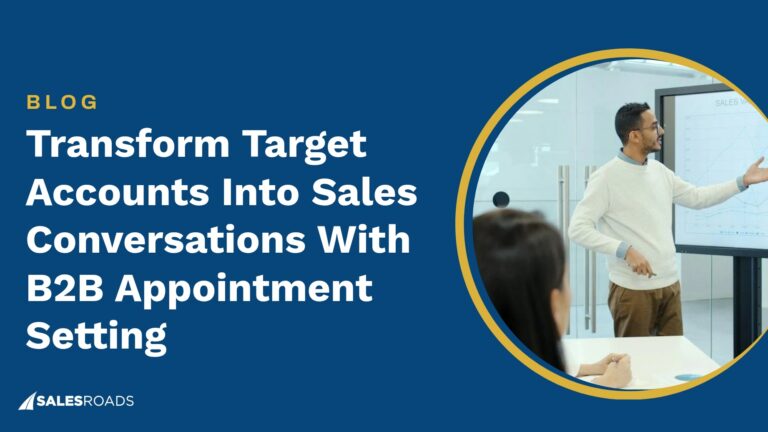 Transform Target Accounts Into Sales Conversations With B2B Appointment Setting: a sales presenter walks a colleague through pipeline data on a screen