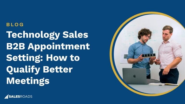 Technology Sales B2B Appointment Setting: How to Qualify Better Meetings: two technology sales colleagues review a hardware component in front of a whiteboard